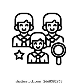 Ilustración vectorial de línea de icono de revisión de talento