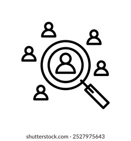 Talent Search icon, human resources hiring recruitment symbol, line vector illustration