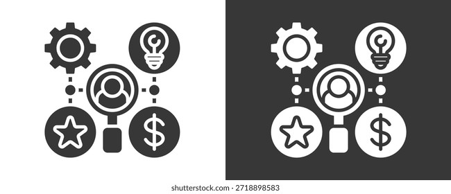 Colección De Vector Del Icono De La Búsqueda Del Talento Aislada En Blanco Y Negro