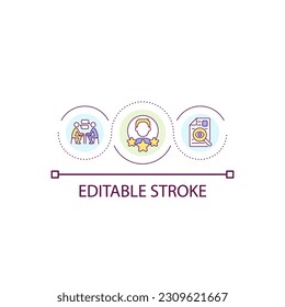 Talent search recruitment loop concept icon. Candidate interview. Applicant resume review abstract idea thin line illustration. Isolated outline drawing. Editable stroke. Arial font used
