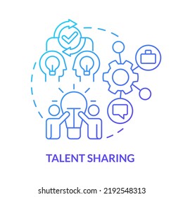 Talent Sharing Blue Gradient Concept Icon. Different Expertise And Knowledge. Merger Objective Abstract Idea Thin Line Illustration. Isolated Outline Drawing. Myriad Pro-Bold Fonts Used