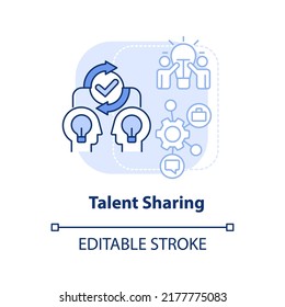 Talent Sharing Light Blue Concept Icon. Different Expertise. Merger Objective Abstract Idea Thin Line Illustration. Isolated Outline Drawing. Editable Stroke. Arial, Myriad Pro-Bold Fonts Used