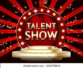 Talent Show Banner, Poster, Gold Lettering Advertisement Or Invitation, Event, Vector Illustration