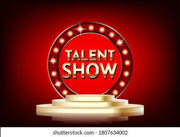 Talent show banner, poster, gold lettering advertisement or invitation, event, vector illustration