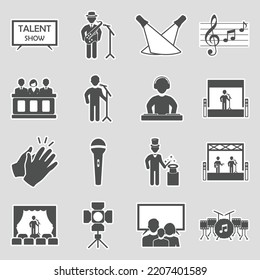 Talent Show Icons. Sticker Design. Vector Illustration.