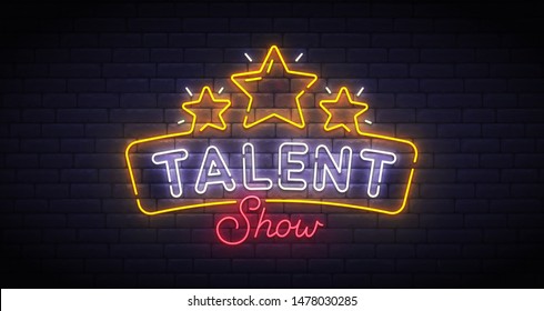 Talent Show neon sign, bright signboard, light banner. Talent Show logo neon, emblem. Vector illustration - Shutterstock ID 1478030285
