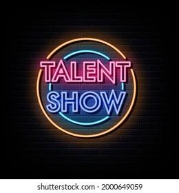 Talent show neon sign vector. sign symbol