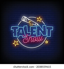Talent Show Neon Signs Style Text Vector
