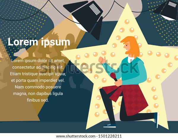 Talent Show Participant Presenting On Stage Stock Vector Royalty