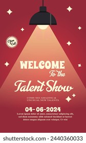 Talent show poster design template in vintage style. Vector illustration