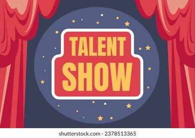 Talent show poster stage curtain announcement concept. Vector flat graphic design illustration