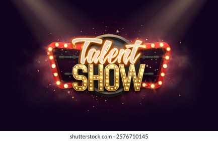 Talent Show. Retro neon sign on bright background. Vector illustration.