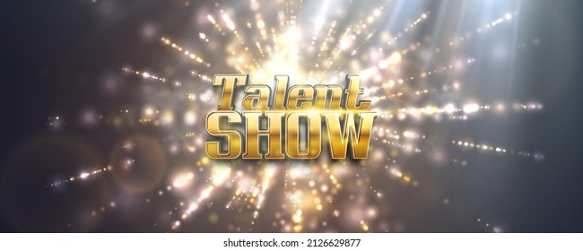 Talent Show Sign On Bright Background Illuminated By Spotlights. Vector Illustration.