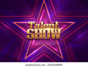 Talent Show sign on shiny bright star background. Vector illustration.