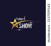 Talent show text in the star on a dark background. Shiny glowing advertising inscription. Vector illustration
