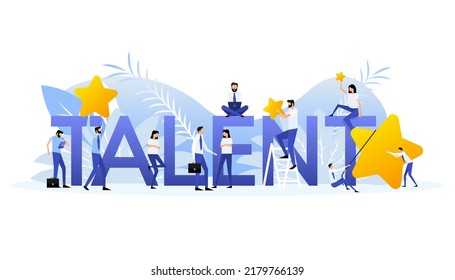 Talent sign with flat people. Flat style illustration. Symbol, logo illustration.