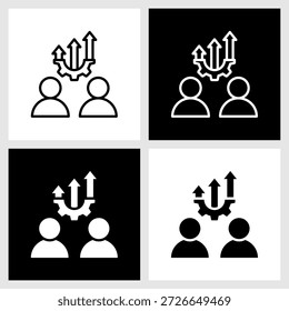 Icono de la utilización del talento con el fondo blanco y negro