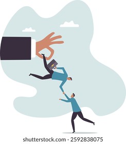 Talent war, recruitment competition for special skill candidate, HR human resource tug of war to get employee .business concept.flat character.
