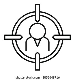 Icono de destino de trabajador de talento. Icono de vector de destino de trabajador de talento de contorno para diseño web aislado en fondo blanco