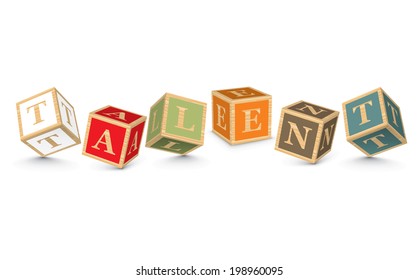 TALENT written with alphabet blocks - vector illustration