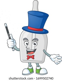 Talented bottle with pipette Magician cartoon design style