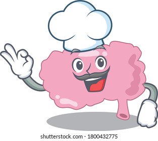 Talented brain chef cartoon drawing wearing chef hat