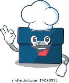 Talented business suitcase chef cartoon drawing wearing chef hat