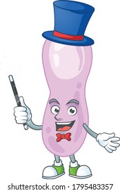 Talented clostridium botulinum Magician cartoon mascot design style. Vector illustration