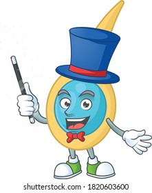 Talented clostridium tetani Magician cartoon mascot design style. Vector illustration