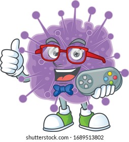 Talented coronavirus influenza gamer mascot design using controller
