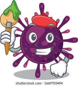 Talented coronavirus kidney failure Artist cartoon character with brush