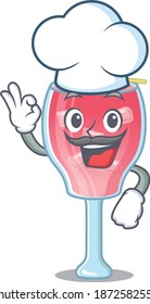 Talented cosmopolitan cocktail chef cartoon drawing wearing chef hat