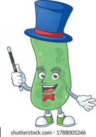 Talented enterobacteriaceae Magician cartoon character design style. Vector illustration