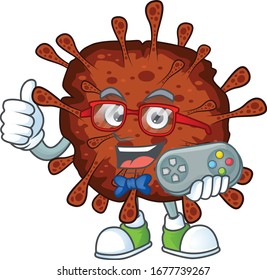 Talented infection coronavirus gamer mascot design using controller
