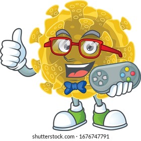 Talented infectious coronavirus gamer mascot design using controller