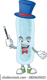 Talented klebsiella pneumoniae Magician cartoon mascot design style. Vector illustration