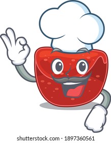 Talented meatloaf chef cartoon drawing wearing chef hat. Vector illustration