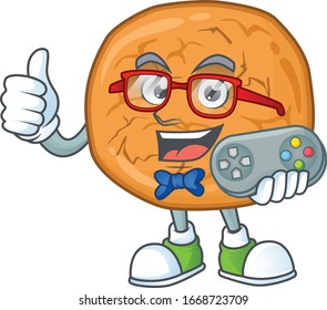 Talented molasses cookies gamer mascot design using controller