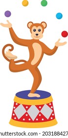Talented Monkey Juggling Balls on a Podium Concept Vector Icon Design, Circus characters Symbol, Carnival performer Sign, Festival troupe Stock illustration
