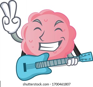 Talented musician of anaplasma phagocytophilum cartoon design playing a guitar