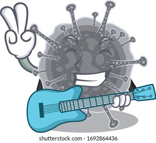 Talented musician of articulavirales cartoon design playing a guitar