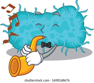 Talented musician of bacteria prokaryote cartoon design playing a trumpet