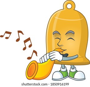 Talented musician of bell mascot design playing music with a trumpet. Vector illustration