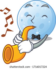 Talented musician of blue moon cartoon design playing a trumpet