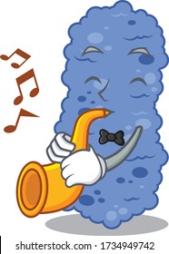 Talented musician of burkholderia bacteria cartoon design playing a trumpet