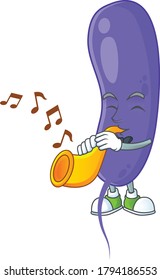 Talented musician of cholerae mascot design playing music with a trumpet. Vector illustration