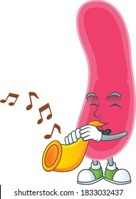 Talented musician of fusobacteria mascot design playing music with a trumpet. Vector illustration