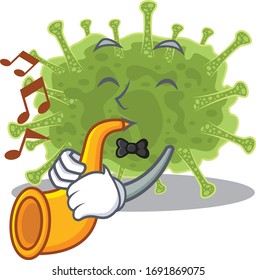 Talented musician of haploviricotina cartoon design playing a trumpet