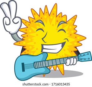 Talented musician of mycoplasma cartoon design playing a guitar