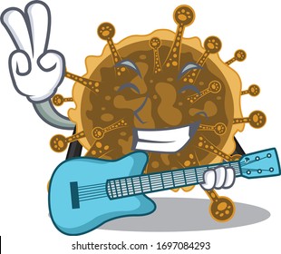 Talented musician of negarnaviricota cartoon design playing a guitar